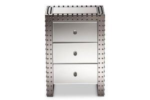 Baxton Studio Azura Modern and Contemporary Hollywood Regency Glamour Style Nightstand Bedside Table
