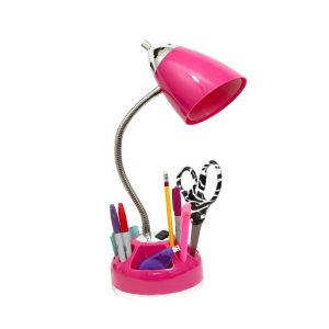 LimeLights Flossy Organizer Desk Lamp with Charging Outlet Lazy Susan Base ATHE-LD1015PNK