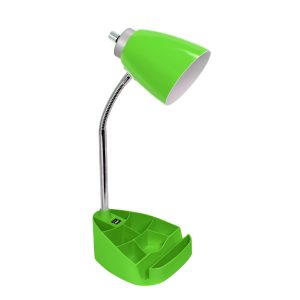 Limelights Gooseneck Organizer Desk Lamp with iPad Tablet Stand Book Holder and USB port, Green