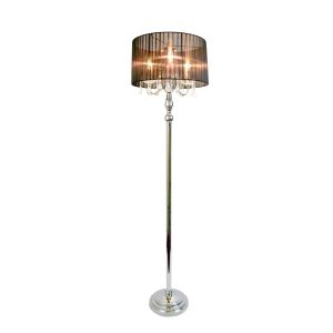 Elegant Designs Trendy Romantic Sheer Shade Floor Lamp with Hanging Crystals ATHE-LF1002BLK