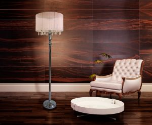 Elegant Designs Trendy Romantic Sheer Shade Floor Lamp with Hanging Crystals ATHE-LF1002WHT