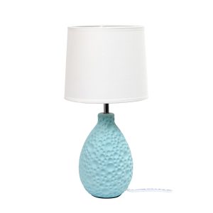Simple Designs Textured  Stucco Ceramic Oval Table Lamp ATHE-LT2003BLU