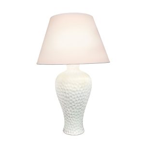 Simple Designs Textured Stucco Curvy Ceramic Table Lamp ATHE-LT2004WHT
