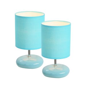 Simple Designs Stonies Small Stone Look Table Bedside Lamp  2 Pack Set