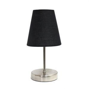 Simple Designs Sand Nickel Mini Basic Table Lamp with Fabric Shade ATHE-LT2013BLK