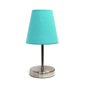 Simple Designs Sand Nickel Mini Basic Table Lamp with Fabric Shade ATHE-LT2013BLU