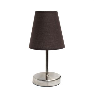 Simple Designs Sand Nickel Mini Basic Table Lamp with Fabric Shade ATHE-LT2013BWN