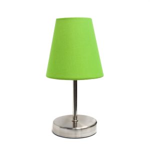 Simple Designs Sand Nickel Mini Basic Table Lamp with Fabric Shade ATHE-LT2013GRN