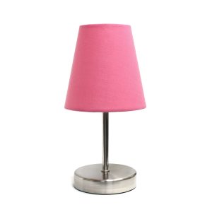 Simple Designs Sand Nickel Mini Basic Table Lamp with Fabric Shade ATHE-LT2013PNK