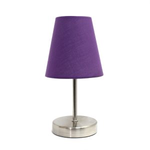 Simple Designs Sand Nickel Mini Basic Table Lamp with Fabric Shade ATHE-LT2013PRP