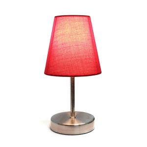 Simple Designs Sand Nickel Mini Basic Table Lamp with Fabric Shade ATHE-LT2013RED