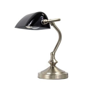 Simple Designs Traditional Mini Banker's Lamp with Glass Shade ATHE-LT3057BLK