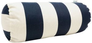 Navy Blue Vertical Stripe Round Bolster Pillow 18.5X8