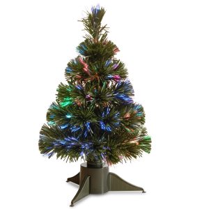 18 Fiber Optic Ice Tree with with Green Base-Battery Operated w/Timer