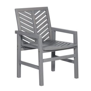 Outdoor Chevron Chair, set of 2 - Grey Wash