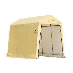 10X15x8 Auto Shelter, 1-3/8 4-Rib Peak Style Frame, Sandstone Cover