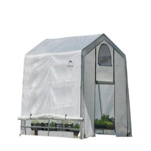 10x10x8 ft. / 3x3x2,4 m (3) Rib Peak Style Grow It Greenhouse-in-a-Box; Translucent Cover w/Side Vents; (1) 2-Zipper Door w/Screened Window; (1) Back Panel w/Screened Window