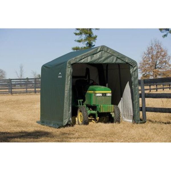 10x16x8 Peak Style Shelter, Green Cover