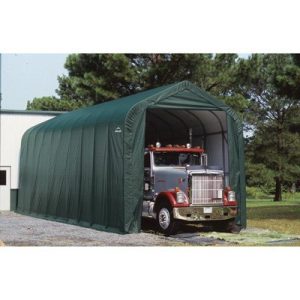 14x40x16 Peak Style Shelter, Green Cover