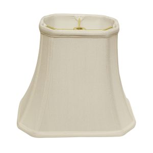 Slant Cut Corner Rectangle Bell Softback Lampshade With Washer Fitter, White