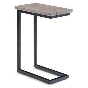 Skyler Solid Mango Wood And Metal 18 Inch Wide Rectangle Industrial C Side Table In Beach Brown, Fully Assembled