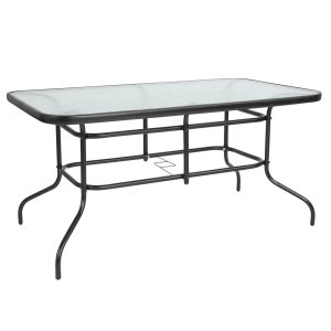 31.5 X 55 Rectangular Tempered Glass Metal Table