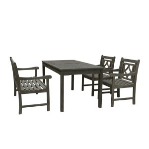 Renaissance Outdoor 4-piece Wood Patio Rectangular Table Dining Set VIFA-V1297SET31