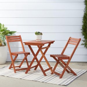 3-Piece Premium Hardwood Bistro Set (1 Table & 2 Chairs)
