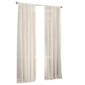 LA Linen Sheer Voile Drape Panel 118-Inch Wide by 108-Inch High, Ivory