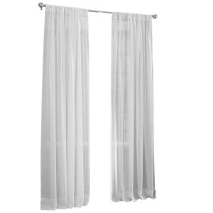 LA Linen Sheer Voile Drape Panel 118-Inch Wide by 48-Inch High, White