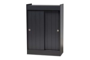 Baxton Studio Leone Modern And Contemporary Charcoal Finished 2-Door Wood Entryway Shoe Storage Cabinet