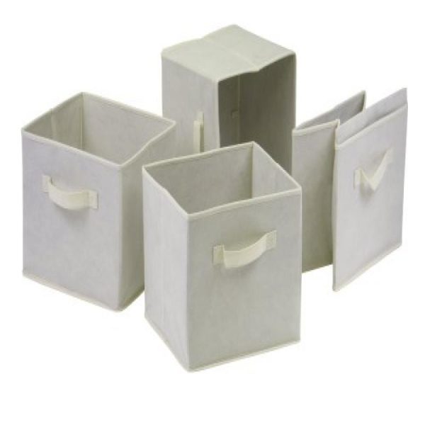 Capri Set Of 4 Foldable Beige Fabric Baskets