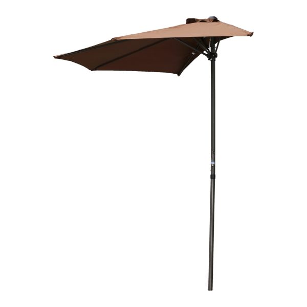 St. Kitts 9-Foot Half Round Vented Patio Wall Umbrella with Aluminum Pole - Coffee/Chocolate