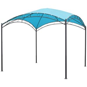 St. Kitts 3 Meter Square Dome Top Gazebo (38mm Steel Legs/19mm Cross Arch/180GSM Canopy) - Dark Grey/Aqua Blue