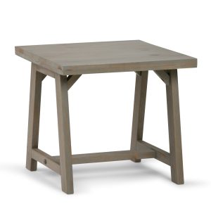 Sawhorse Solid Wood 22 Inch Wide Square Modern Industrial End Side Table In Distressed Grey