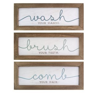 Set Of 3 Wash, Brush, Comb Bath Art
