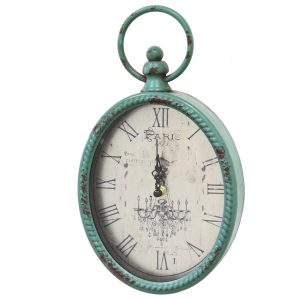 Antique Teal Oval Clock