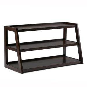 Sawhorse Solid Wood 48 Inch Wide Modern Industrial Tv Media Stand In Dark Chestnut Brown For Tvs Up To 50 Inches