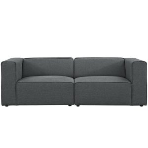 Mingle 2 Piece Upholstered Fabric Sectional Sofa Set - Gray
