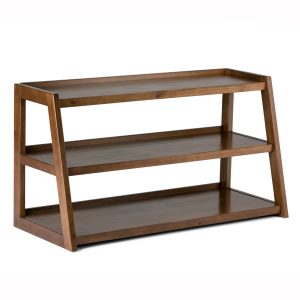 Sawhorse Solid Wood 48 Inch Wide Modern Industrial Tv Media Stand In Medium Saddle Brown  For Tvs Up To 50 Inches