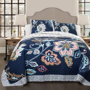 Aster Quilt Navy 3Pc Set King