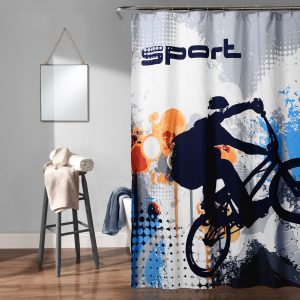 Bmx Shower Curtain Blue  70x72