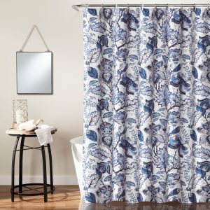 Cynthia Jacobean Shower Curtain Blue  72x72