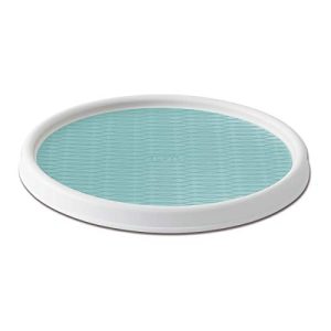 Copco 5234754 Non-Skid Pantry Cabinet Lazy Susan Turntable 12-Inch White/Aqua
