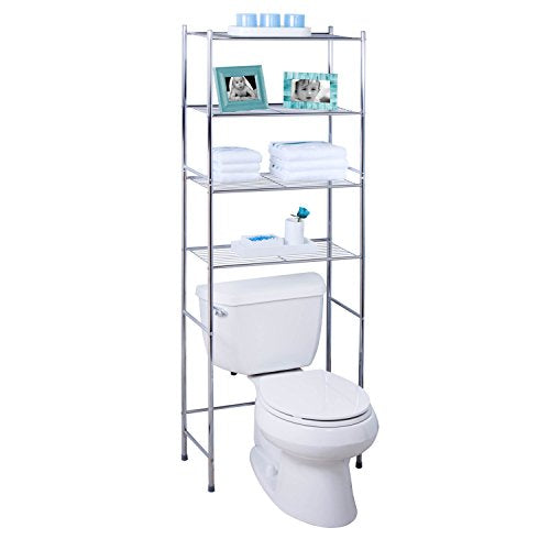 Honey-Can-Do BTH-05281 4-Tier Metal Bathroom Shelf Space Saver, 24.02 x 11.02 x 67.72, Chrome