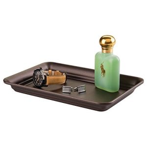 interDesign Metal Vanity Tray, Non-Slip Guest Towel Board for Cosmetics, Makeup, Jewelry, Keys, Bathroom, Kitchen, Office, Countertops, Closets Storage Organization 6.5 x 10 x 1 Clear and Bronze