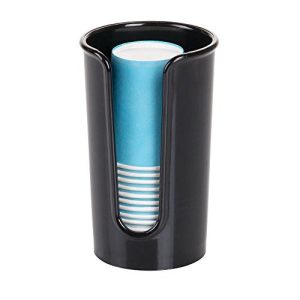 InterDesign Clarity Plastic Disposable Paper and Plastic Cup Dispenser Holder for Master, Guest, Kids' Bathroom Vanity and Countertops, 3.05 x 3.05 x 5, Black