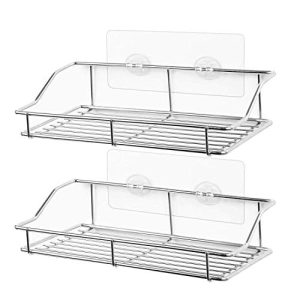 SMARTAKE 2-Pack Shower Caddy, Adhesive Bathroom Shelf Wall Mounted, No Drilling Strong Shower Caddies Kitchen Racks-Rustproof Stainless Steel Organizers and Storage (25cm)