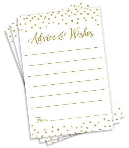 Advice and Wishes - Gold Confetti (50-Cards) Any Occasion - Wedding Advice Cards, Advice for The Bride, Retirement or Graduation Party, Baby or Bridal Shower Games, Birthday Party, Engagement