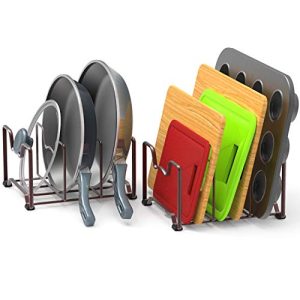2 Pack - SimpleHouseware Kitchen Cabinet Pantry and Bakeware Organizer Rack Holder, Bronze